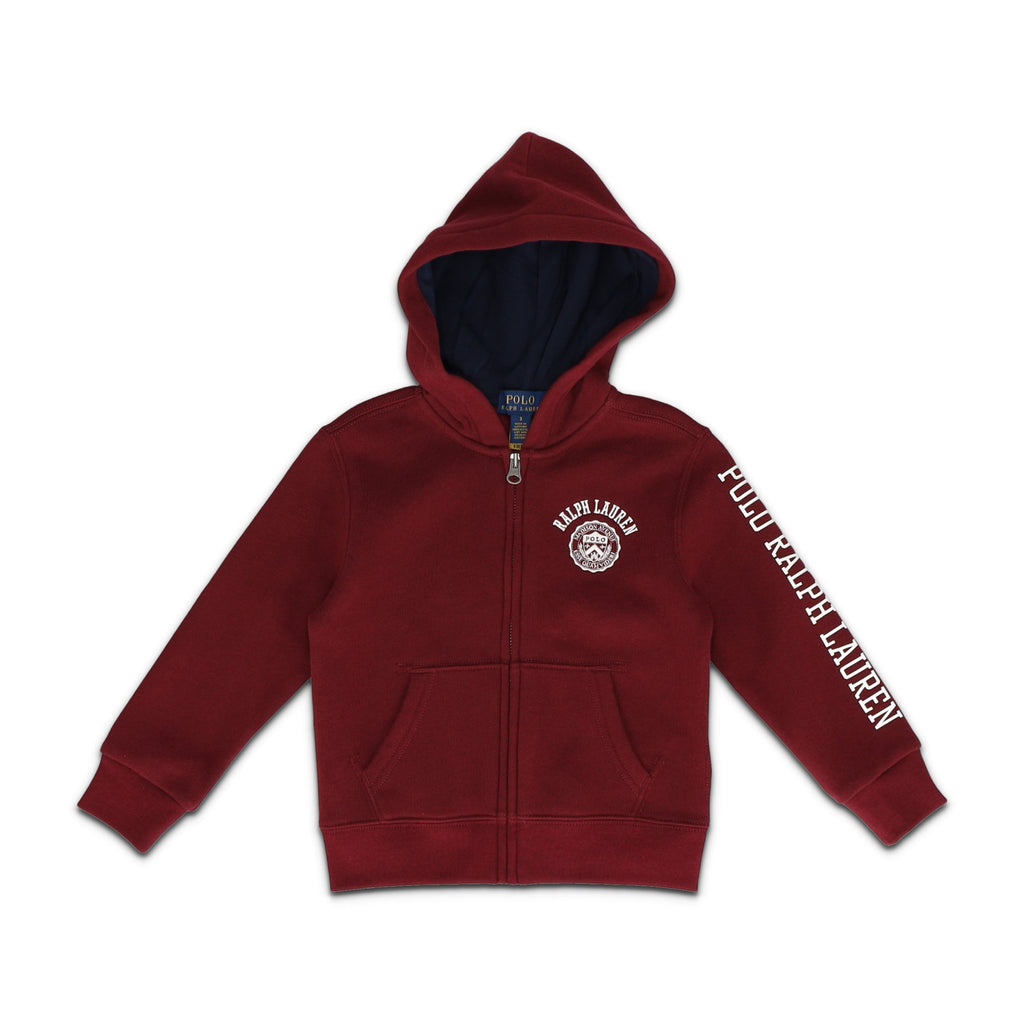 Kid Logo Fleece Full Zip  Red Hoodie