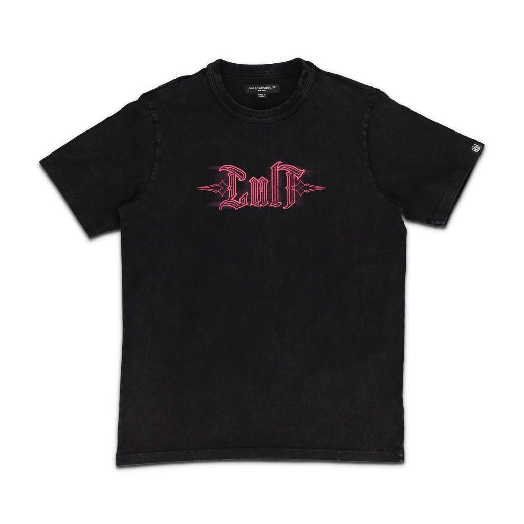 Short Sleeve Pinstripe Logo Crew Neck Tee