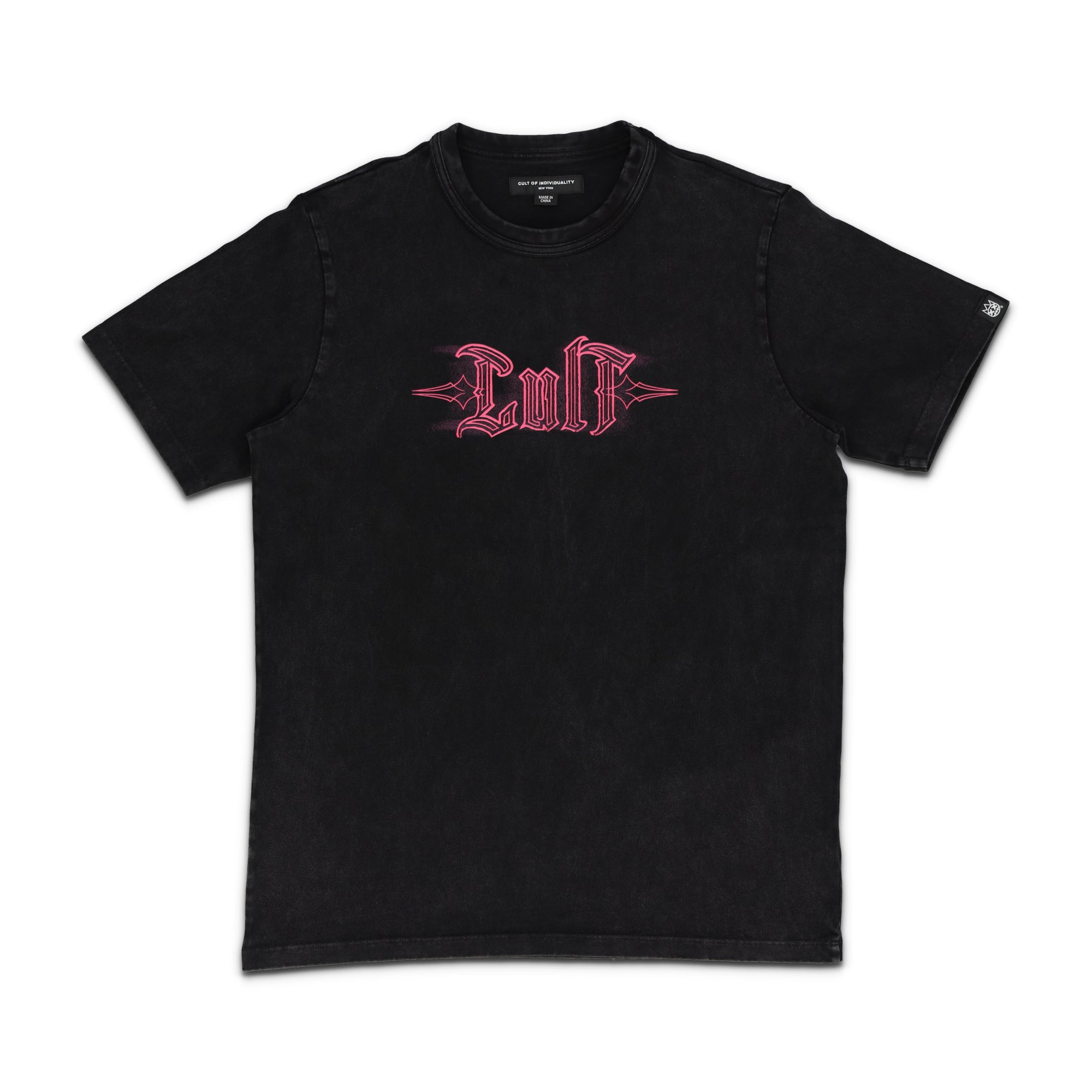 Short Sleeve Pinstripe Logo Crew Neck Tee