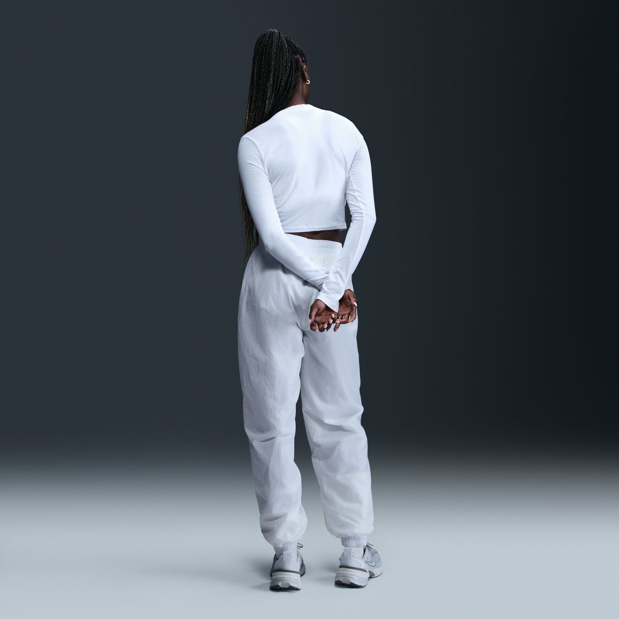 Nsw Chill Knit Slim LS Cropped Top White