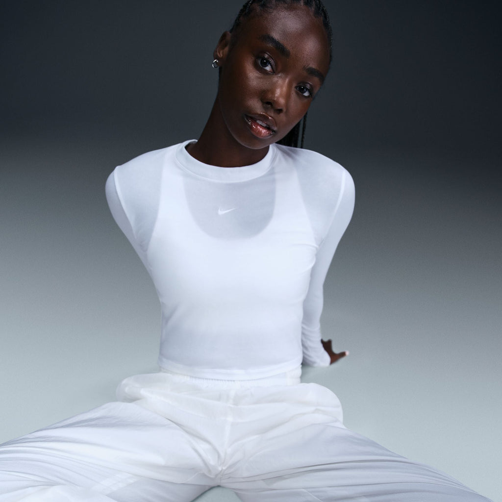 Nsw Chill Knit Slim LS Cropped Top White