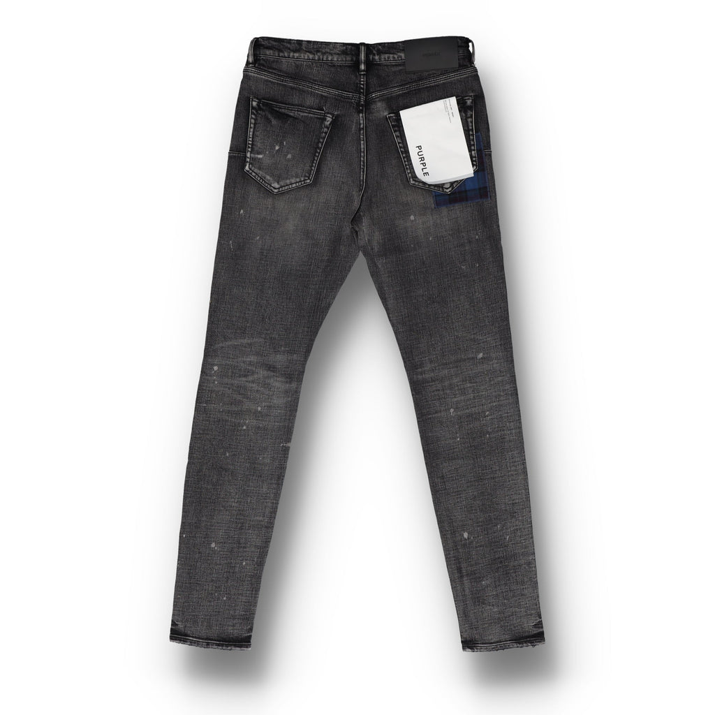 Skinny Plaid Patch Black Jean
