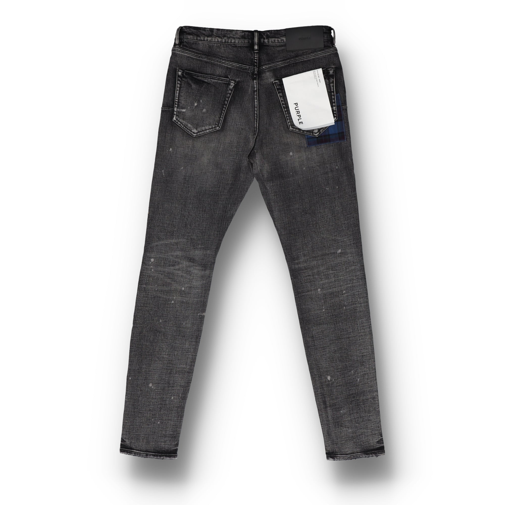 Skinny Plaid Patch Black Jean