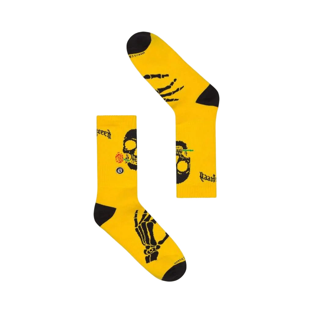 Skull and Roses Yellow Socks